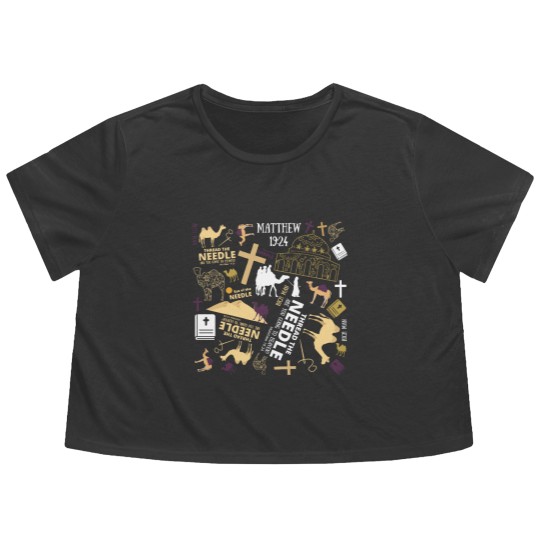 Discover Book Of Matthew Matthew 19 24 The Camel and the Eye of the Needle Flowy Cropped Tees