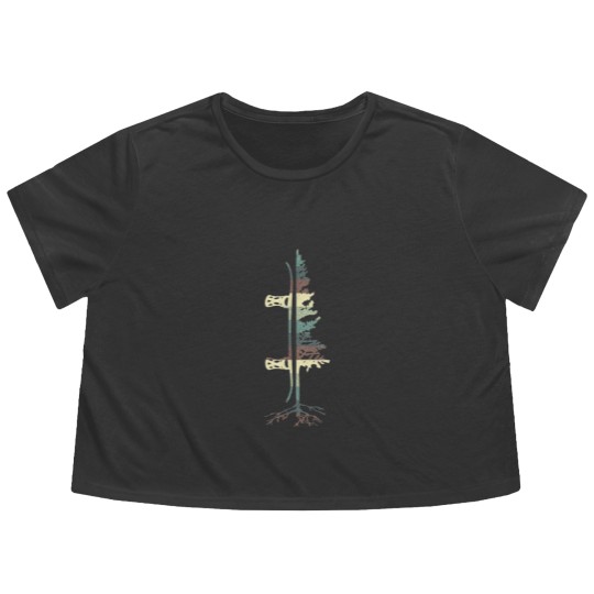 Discover Vintage Pine Snowboard Snowboarding Gift Flowy Cropped Tees