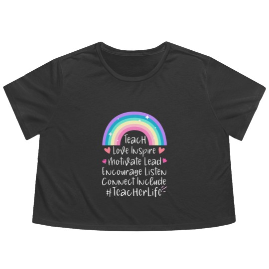 Discover Teacher Life Flowy Cropped Tees, Teacher Gift, Teacher Flowy Cropped Tees, Elementary School Teacher Flowy Cropped Tees, Preschool Teacher, Gift for Teacher - Teacher Life - Flowy Cropped Tees