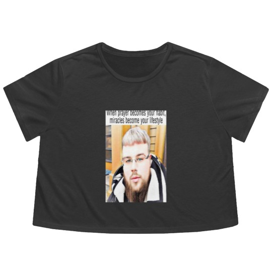 Discover (joeyy) when prayer becomes your habit, miracles become your lifestyle Long Flowy Cropped Tees