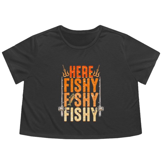 Discover Fishing Funny Fishing Flowy Cropped Tees
