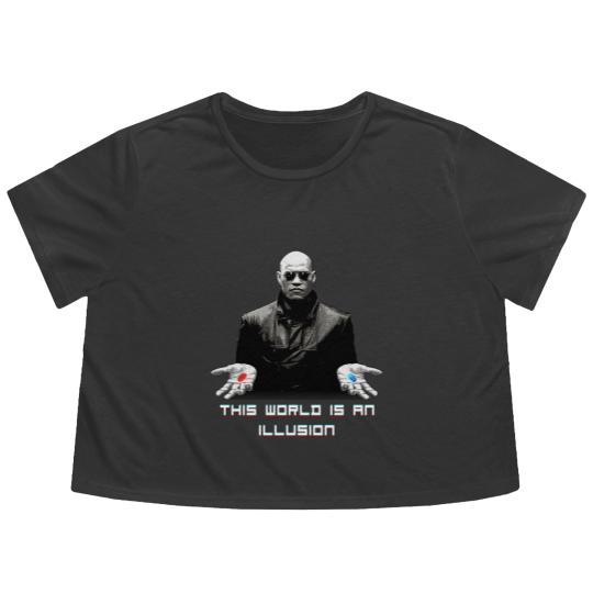 Discover The World is an Illusion Flowy Cropped Tees, The Matrix, Red Pill, Blue Pill