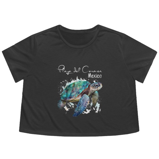 Discover playa del carmen mexico sea turtle playa souvenir t Flowy Cropped Tees