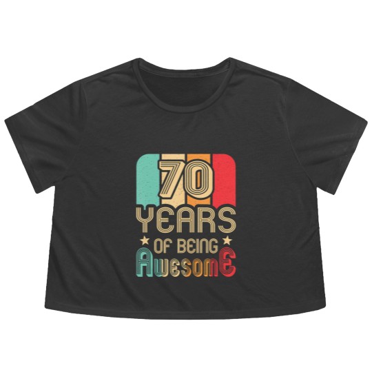 Discover 70 years of being awesome 70 years old 70th birthday Flowy Cropped Tees