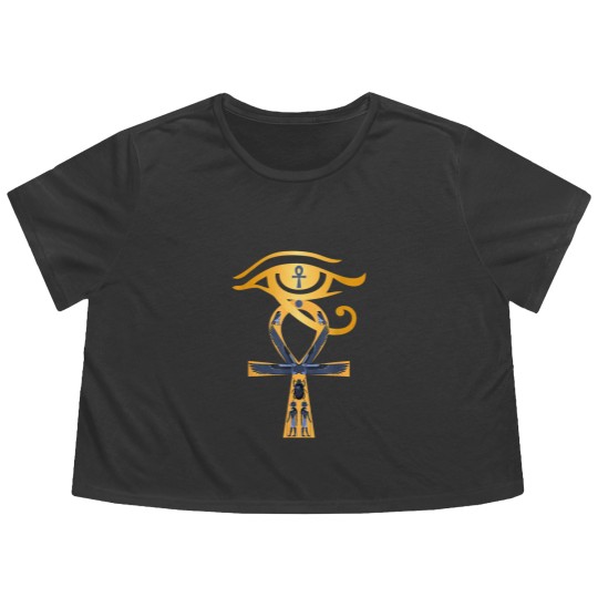 Discover Ancient Egypt God Eye of Horus Ankh Egyptian Symbol Flowy Cropped Tees