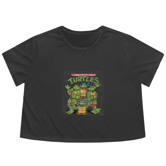 Discover Teenage Mutant Ninja Turtles Classic Retro Logo Flowy Cropped Tees
