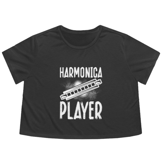 Discover Harmonica Player Design For French Harp Musician Harmonicist Flowy Cropped Tees