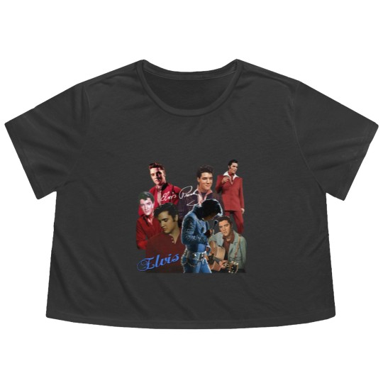 Discover Inspired Elvis Presley Graphic Signature T- Flowy Cropped Tees Gift For Fan