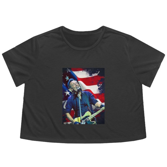 Discover Bruce Springsteen Graphic Flowy Cropped Tees  Bruce Springsteen Flowy Cropped Tees Tour 2024 Flowy Cropped Tees
