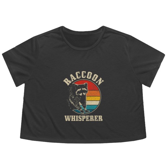 Discover Cats Raccoon Whisperer Vintage Retro Racoon Street Cat Flowy Cropped Tees