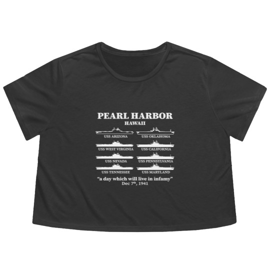 Discover Pearl Harbor Memorial Day Battleships USA Patrio Flowy Cropped Tees