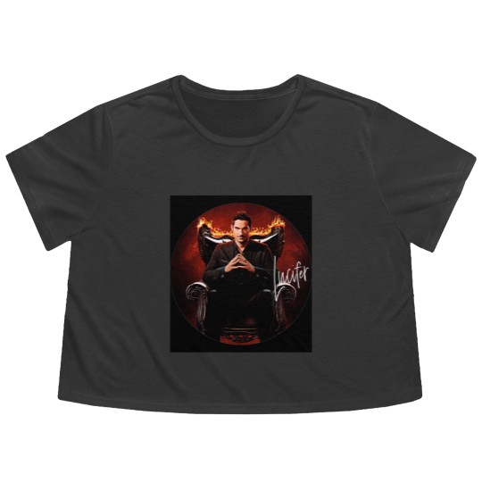Discover Lucifer circle script photographic print Flowy Cropped Tees