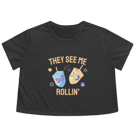 Discover They See Me Rollin, Hanukkah Flowy Cropped Tees