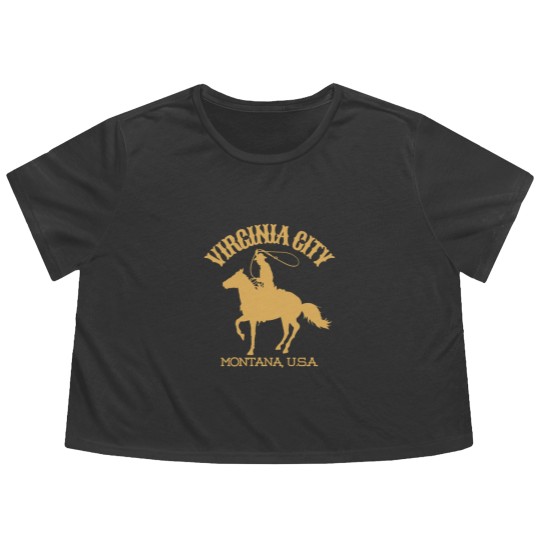 Discover Vintage-Style Virginia City Montana U.S.A. - Gold - CowboyWesternWild West Flowy Cropped Tees