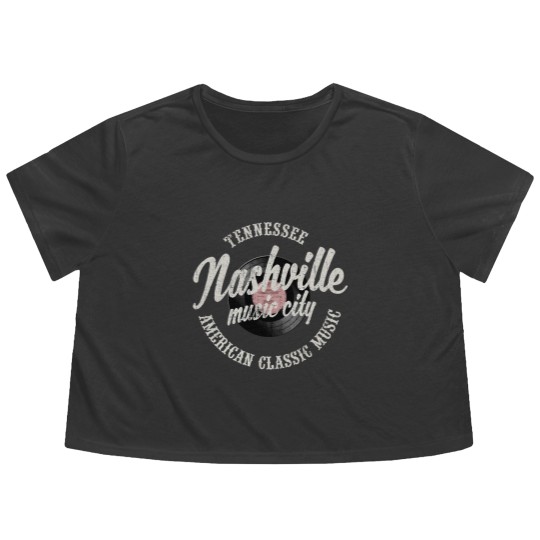 Discover Nashville Music City Vinyl Vintage Flowy Cropped Tees
