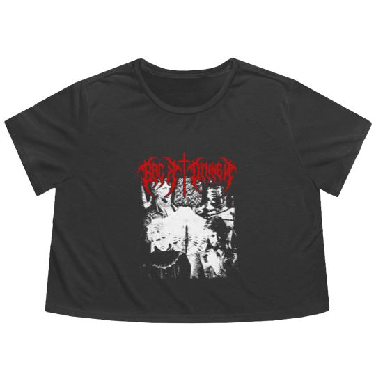 Discover Girl Dinner Black Metal Vintage Flowy Cropped Tees