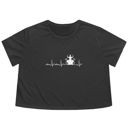 Discover Drummer Heartbeat Drummer Drum Band Flowy Cropped Tees