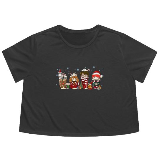 Discover Christmas Flowy Cropped Tees, Christmas Coffee Flowy Cropped Tees, Kids Christmas Flowy Cropped Tees