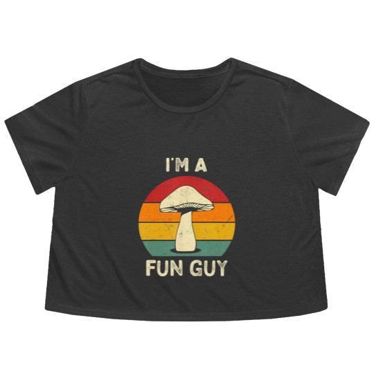 Discover Funny Funguy Mushroom Flowy Cropped Tees Fungi Joke Pun Mushroom Pickers Flowy Cropped Tees