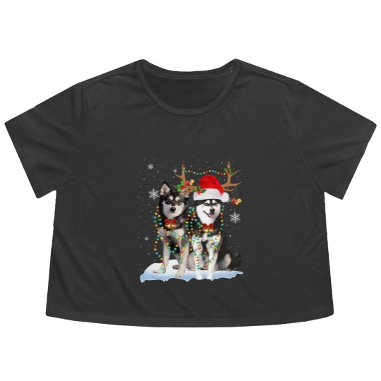 Discover Alaskan Klee Kai Christmas Tree Lights Reindeer Xmas Pajama 151 Flowy Cropped Tees
