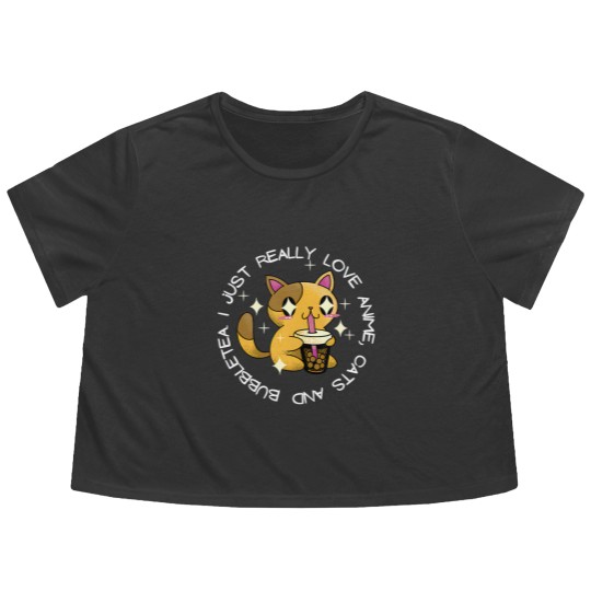 Discover Love Anime, Cats Flowy Cropped Tees