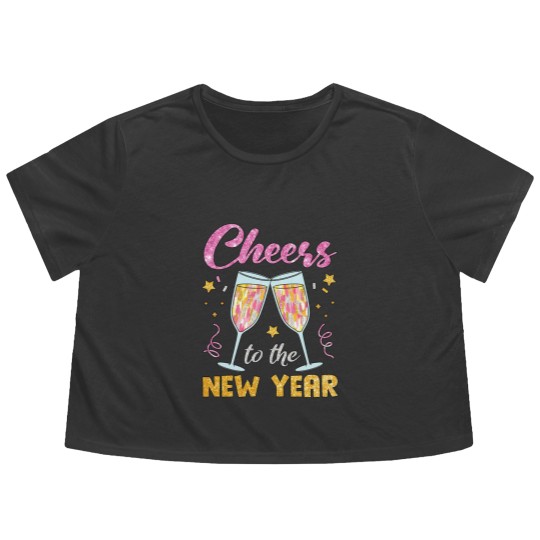 Discover New Year 2025 Flowy Cropped Tees, Cheers to the New Year, Retro New Years Flowy Cropped Tees