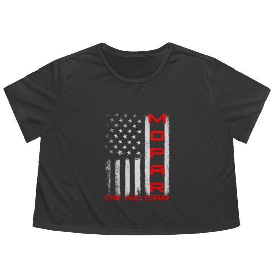 Discover Mopar or No Car Flag America Motor Car Sports Racing Gift Flowy Cropped Tees