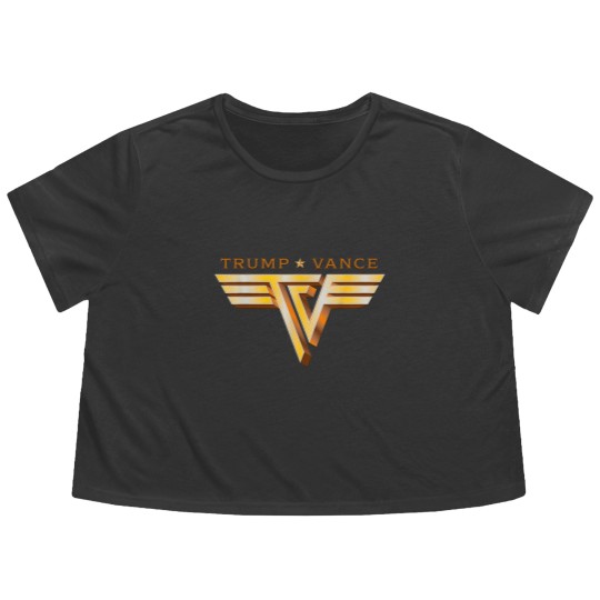 Discover Trump Vance TV Rocker Gold Logo Vintage Trump Vance 2024 Flowy Cropped Tees