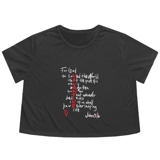 Discover John 3 16 Valentine Flowy Cropped Tees