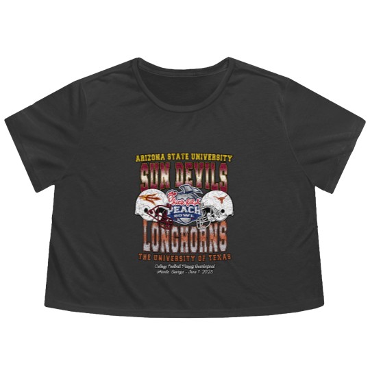 Discover 2025 Chick-fil-A Peach Bowl Matchup Flowy Cropped Tees Arizonna State Sun Devills