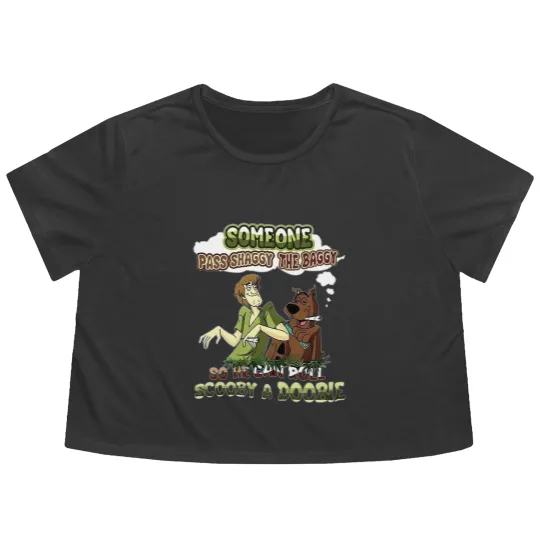 Discover Scooby Doo Someone Pass Shaggy The Baggy So He Can Roll Scooby A Doobie Flowy Cropped Tees