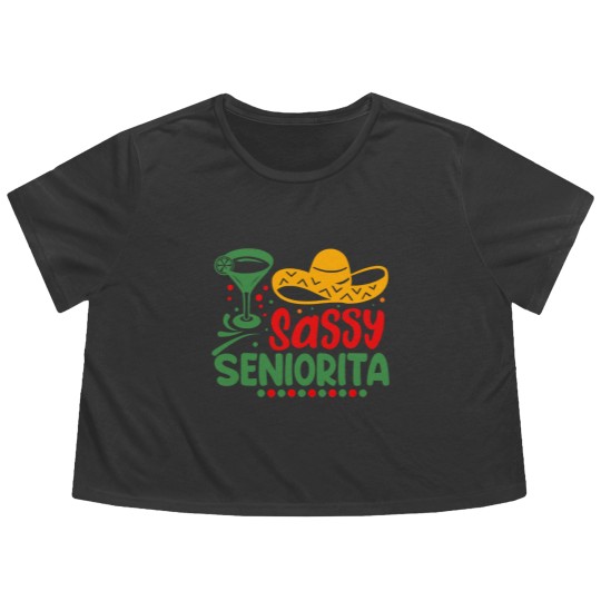 Discover Sassy Seniorita Sombrera Cinco De Mayo Margarita L Flowy Cropped Tees