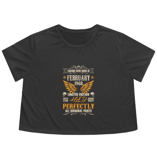 Discover Legends Were Born In February 1968 - Rocker Biker Flowy Cropped Tees