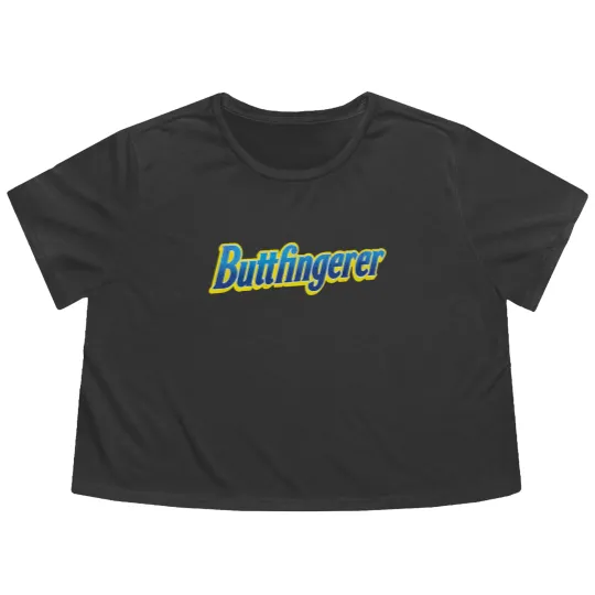 Discover Butterfingerer Adult Funny Flowy Cropped Tees, Butterfinger Parody Flowy Cropped Tees