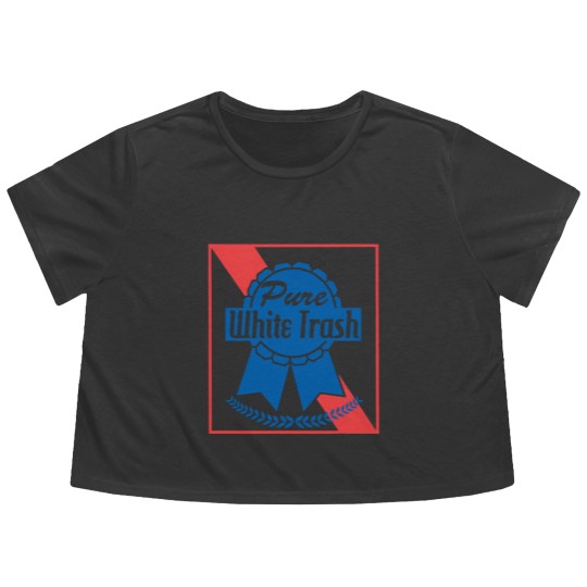 Discover Funny Redneck Gift, Pure White Trash Flowy Cropped Tees