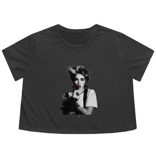 Discover Cool Madonna Lollipop Tour Cotton White Flowy Cropped Tees