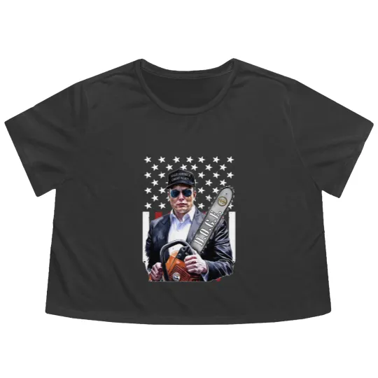 Discover Elon Musk Chainsaw Flowy Cropped Tees, Chainsaw For Bureaucracy