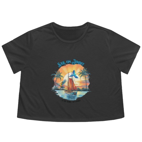 Discover Jimmy Buffett Memorial Flowy Cropped Tees, Jimmy Buffett Quote Flowy Cropped Tees, Rock Music Flowy Cropped Tees