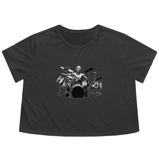 Discover C3PO Drum Flowy Cropped Tees Robot Playing Cool Drum Kit Flowy Cropped Tees Funny