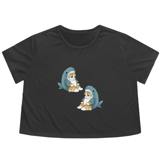 Discover mofu sand 004-2cute cat kitty meeeeow SHARK Flowy Cropped Tees