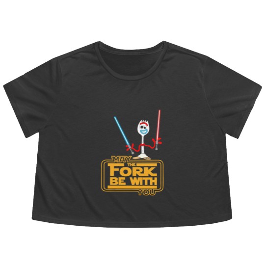 Discover Disneyyy Forky May The Fork Be With You Flowy Cropped Tees, toy stories Forky Flowy Cropped Tees