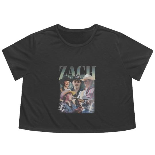 Discover Vintage Zach Top Country Music Festival 2025 Rap Flowy Cropped Tees, Singer Band king of country Flowy Cropped Tees