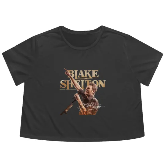 Discover Graphic Black Shelton Flowy Cropped Tees, Blake Shelton 2025 Fan Gift, Blake Shelton Tour Merch, Blake Shelton Country Music Fan Flowy Cropped Tees