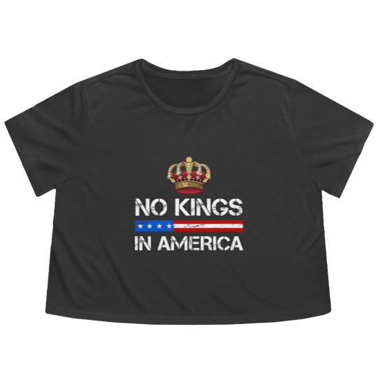 Discover No Kings In America Flowy Cropped Tees, Protest Flowy Cropped Tees, Political Flowy Cropped Tees, Anti-Trump Flowy Cropped Tees