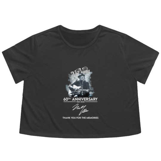 Discover Neil Young 60th anniversary signature thank you fo Flowy Cropped Tees