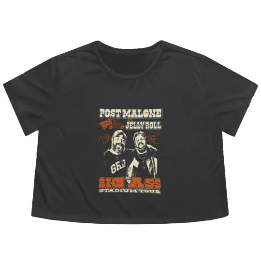 Discover Post Malone Jelly Roll Tour Flowy Cropped Tees, Posty Beautifully Broken Rapper Flowy Cropped Tees, Jelly Roll Flowy Cropped Tees