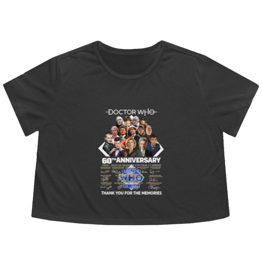 Discover Doctor Who 60th Anniversary 1963-2023 Thank You For The Memorie1 Signature Flowy Cropped Tees
