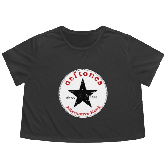 Discover Deftone logo star white pony rock band Men's Unisex Flowy Cropped Tees