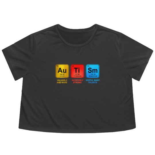 Discover Autism Awareness Women Men Kids Elements Periodic Table ASD Flowy Cropped Tees