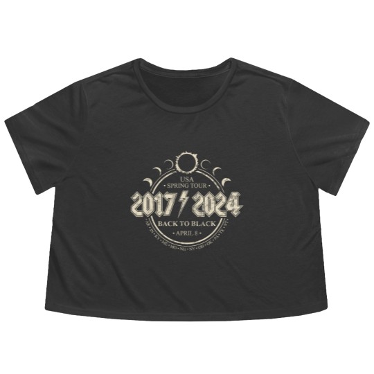 Discover Total Solar Eclipse 2017/2024 Back To Black USA Spring Tour Flowy Cropped Tees